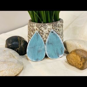 Distressed wood teardrop earrings
